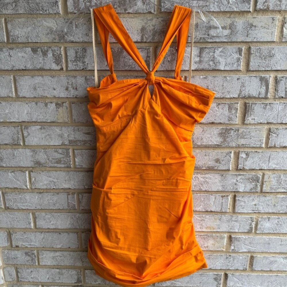 Free People Halter Cross Back Side Button Mini Dress Women's Size M